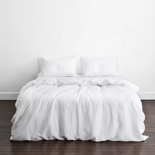 White 100% French Flax Linen Bedding Set