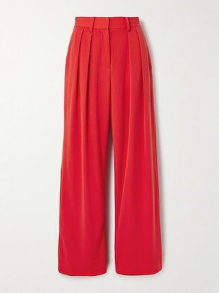 Luisa Pleated Twill Wide-Leg Pants