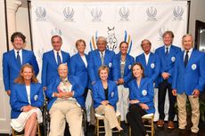 Showjumping Hall of Fame inductees in their new blue jackets