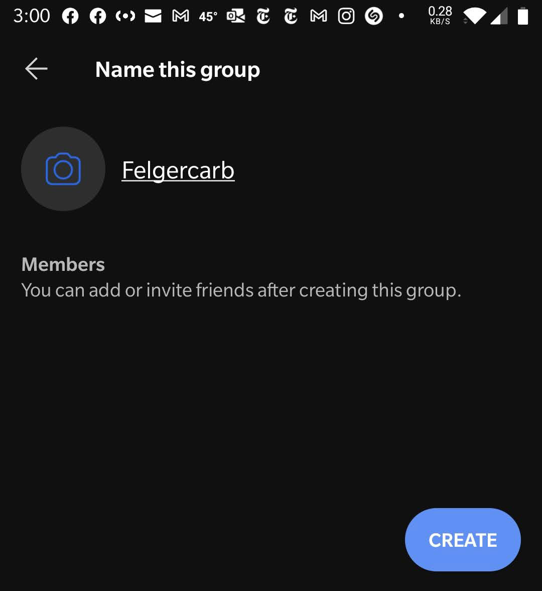A screenshot of the group naming screen in the Signal Android app.