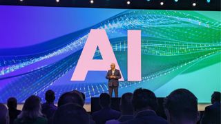 HPE CEO Antonio Neri speaking on stage at HPE Discover 2023 in Las Vegas, Nevada.