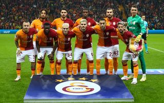The Galatasaray team prepare to face Manchester United in the Champions League