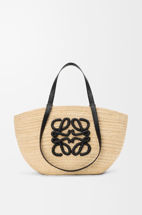 Medium Eclipse Basket in Raffia and Calfskin