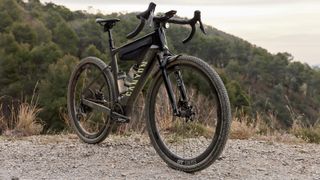 Canyon Grizl:ON e-gravel bike pictured on a gravel track