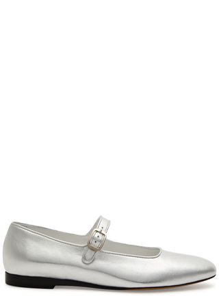 Mary Jane Metallic Leather Flats