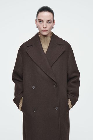 Double-Breasted Wool-Herringbone Coat