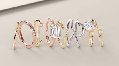 Brilliant Earth diamond engagement rings and stacked wedding bands