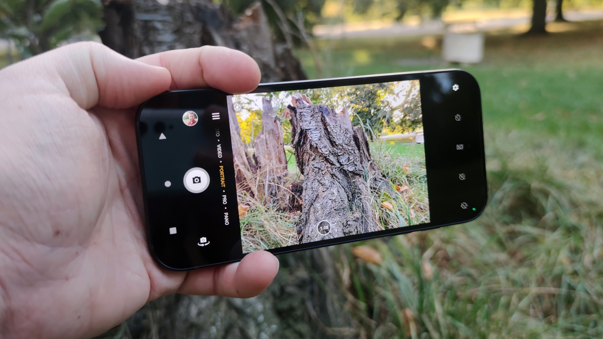 The Fairphone 5 in a hand