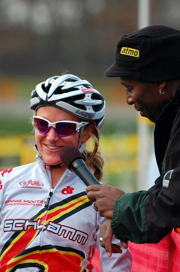 Amy Dombroski is interviewed after her win