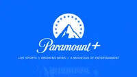 Paramount+ logo on blue background with text that says live sports, breaking news, a mountain of entertainment