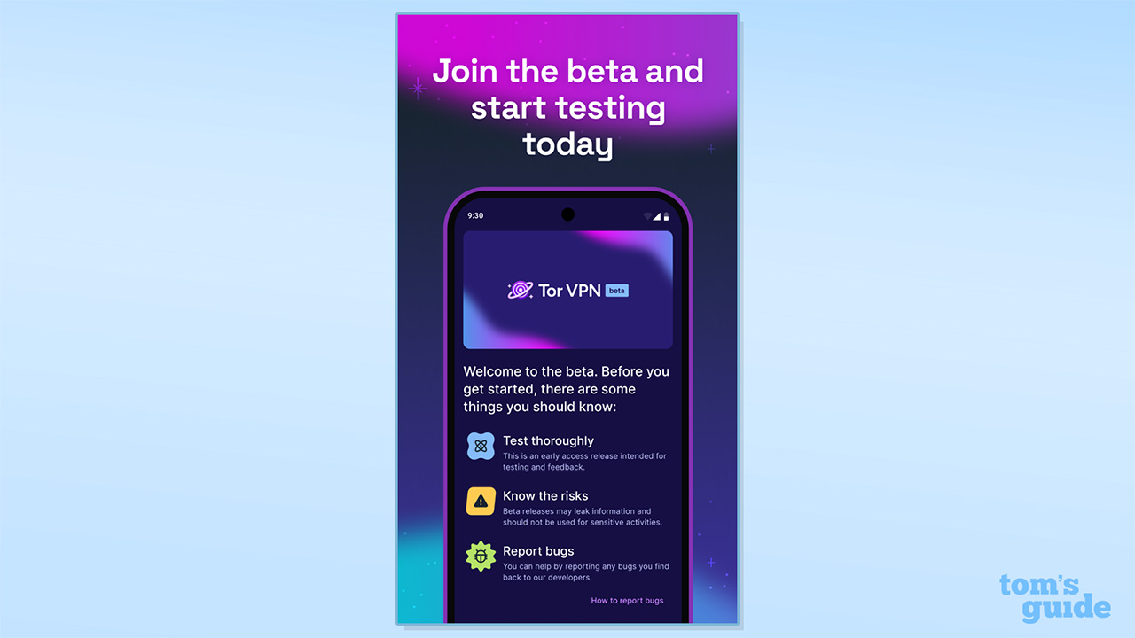 Tor VPN Beta Google Play Store image showing the app&#039;s limitations