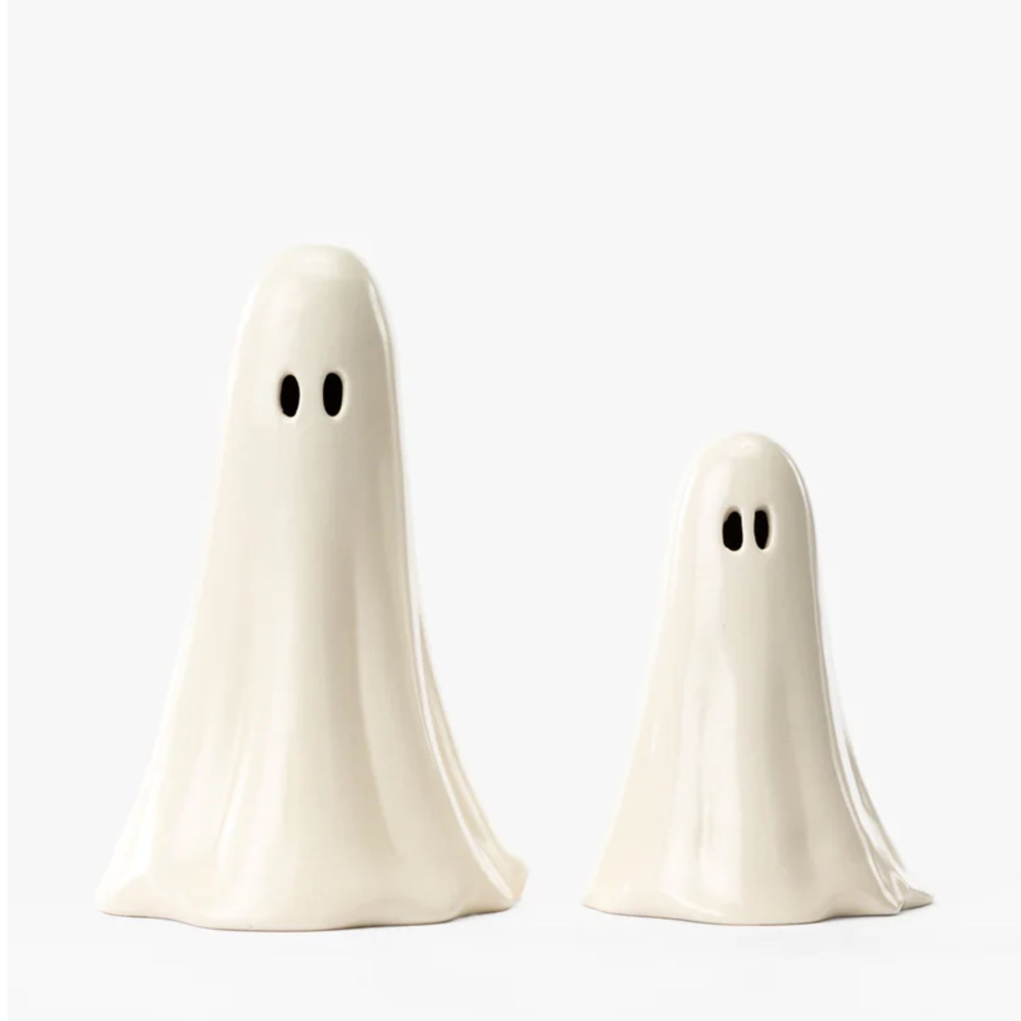 Small and large ceramic ghost ornaments