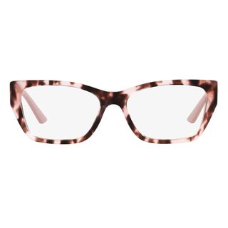 Prada rectangular eyeglasses in pink tortoiseshell