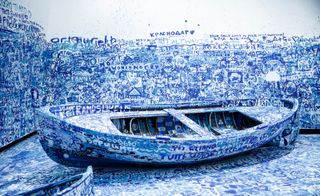 Installation of boat and graffiti