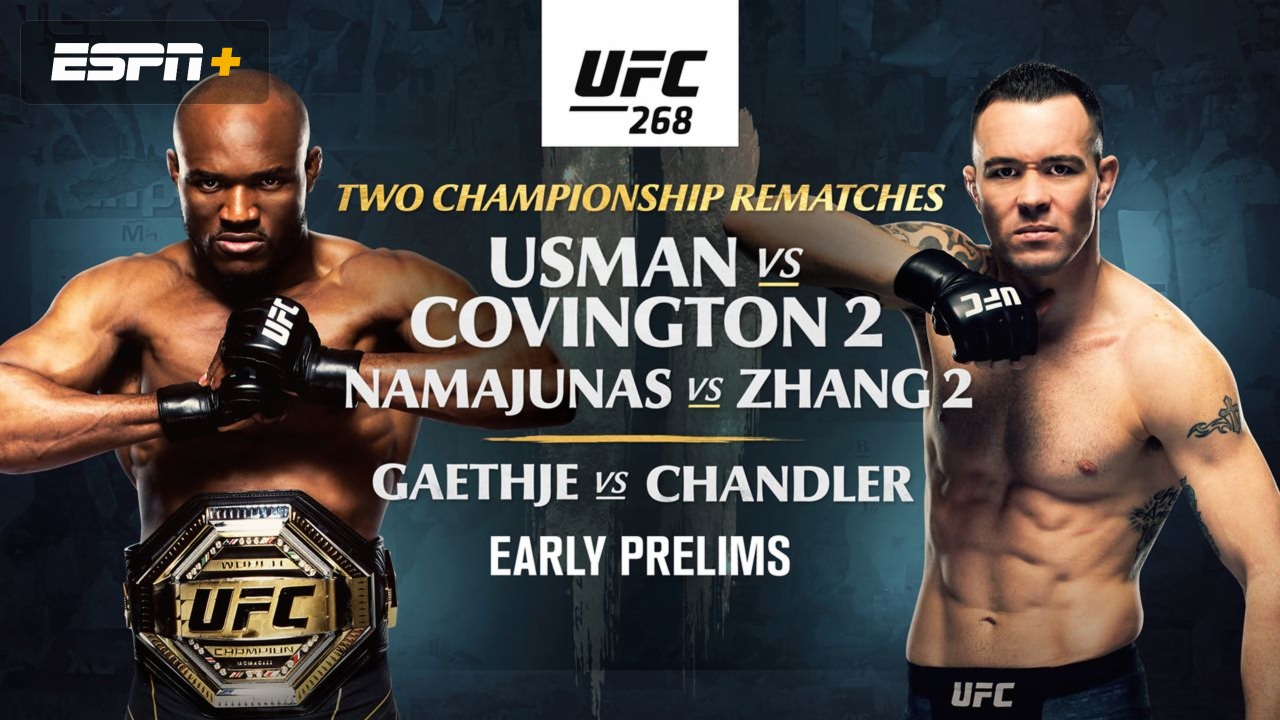Poster for UFC 268 showing Kamaru Usman and Colby Covington