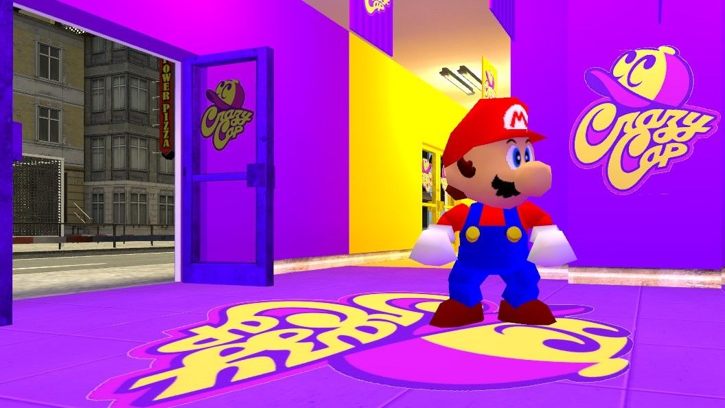 Super Mario in a shop in garry&#039;s mod.