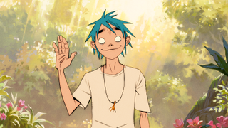 A cartoon character waves in an animated film