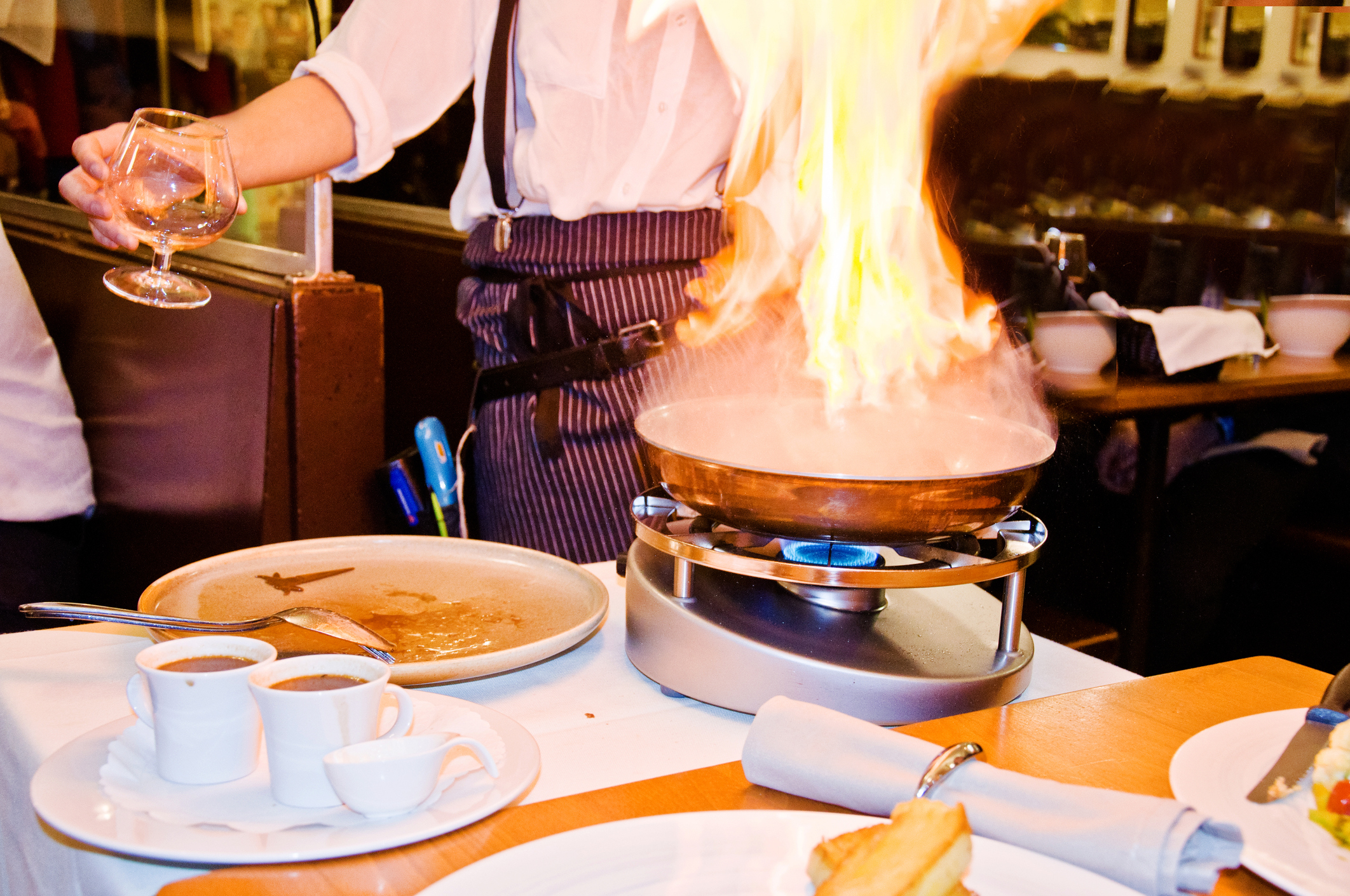 Flambéing tableside is no longer just a throwback to the 1980s.