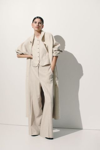 Wide Linen-Blend Trousers