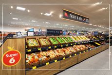 Fruit and vegetable aisle at Aldi store