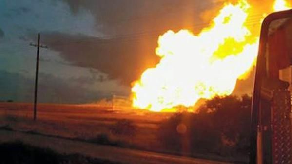 The gas fire in Cuero, Texas.