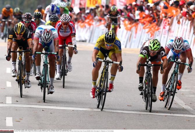 Michael Kolar (Tinkoff-Saxo) wins the sprint for fourth place