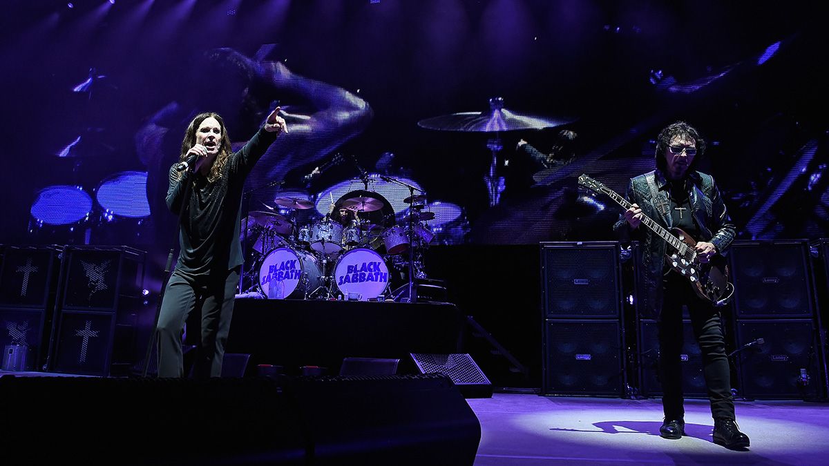 (L-R) Ozzy Osbourne, Tommy Clufetos, and Tony Iommi perform onstage as Black Sabbath on &quot;The End Tour&quot; at Nikon at Jones Beach Theater on August 17, 2016 in Wantagh, New York