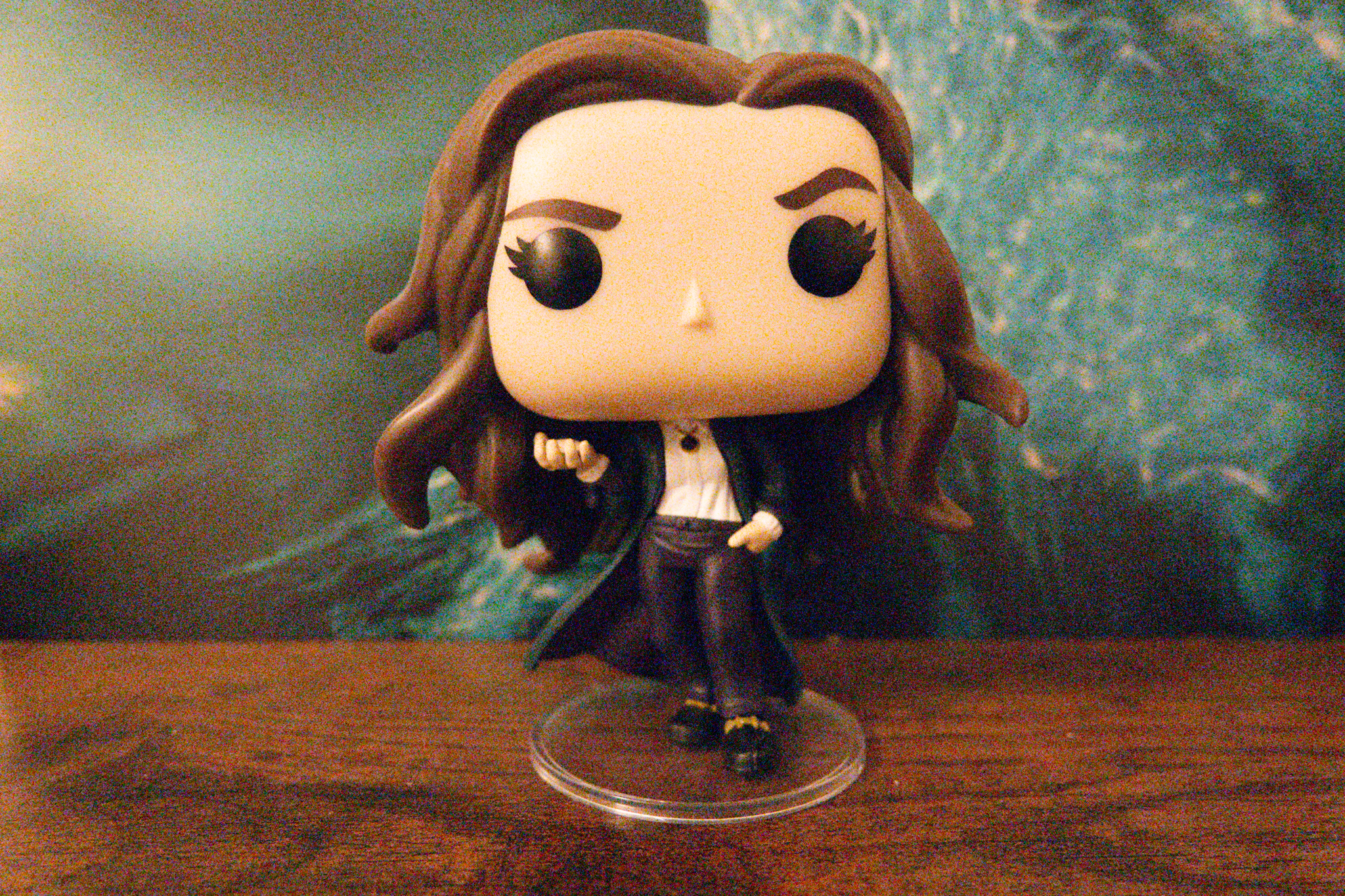 A photo of a Funko Pop bobblehead taken on a Canon PowerShot V1 compact vlogging camera
