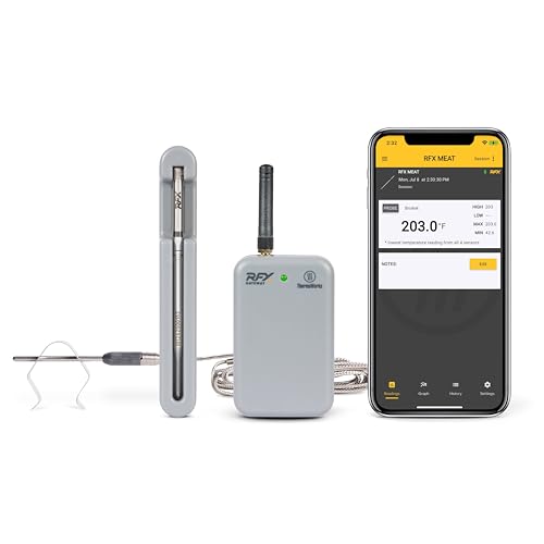 Thermoworks Rfx | Smart Wireless Meat Thermometer | Wi-Fi &amp;amp; Radio Frequency | Stronger Signal Than Bluetooth | Meat Probe for Use in Smoker, Grill, Bbq, Oven - 1-Probe Kit