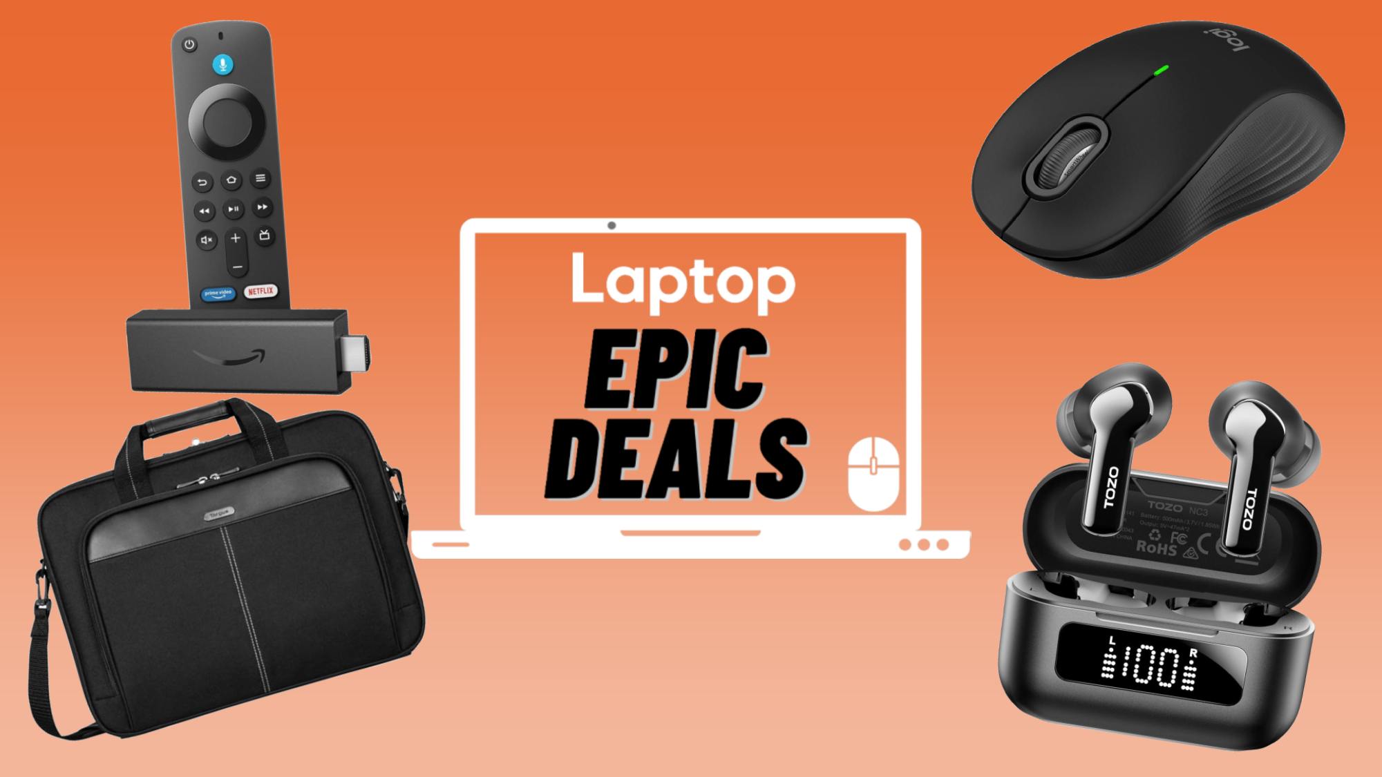 Amazon Fire TV Stick HD, Targus Slim Laptop Mag, Tozo NC3 wireless earbuds, Logitech M550 wireless mouse