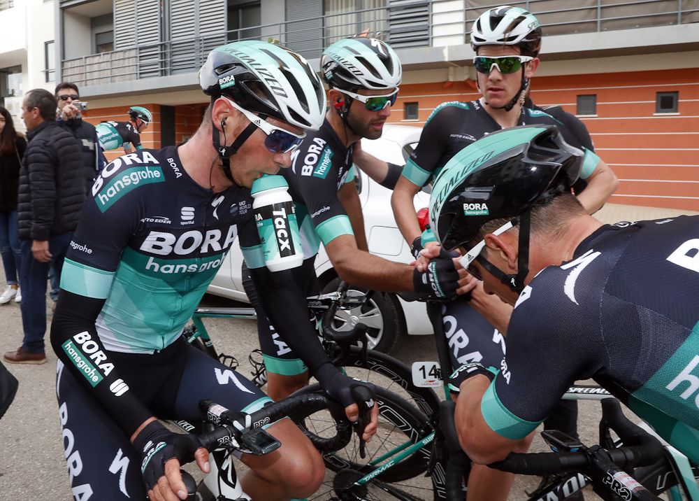 Bora riders debrief after the sprint