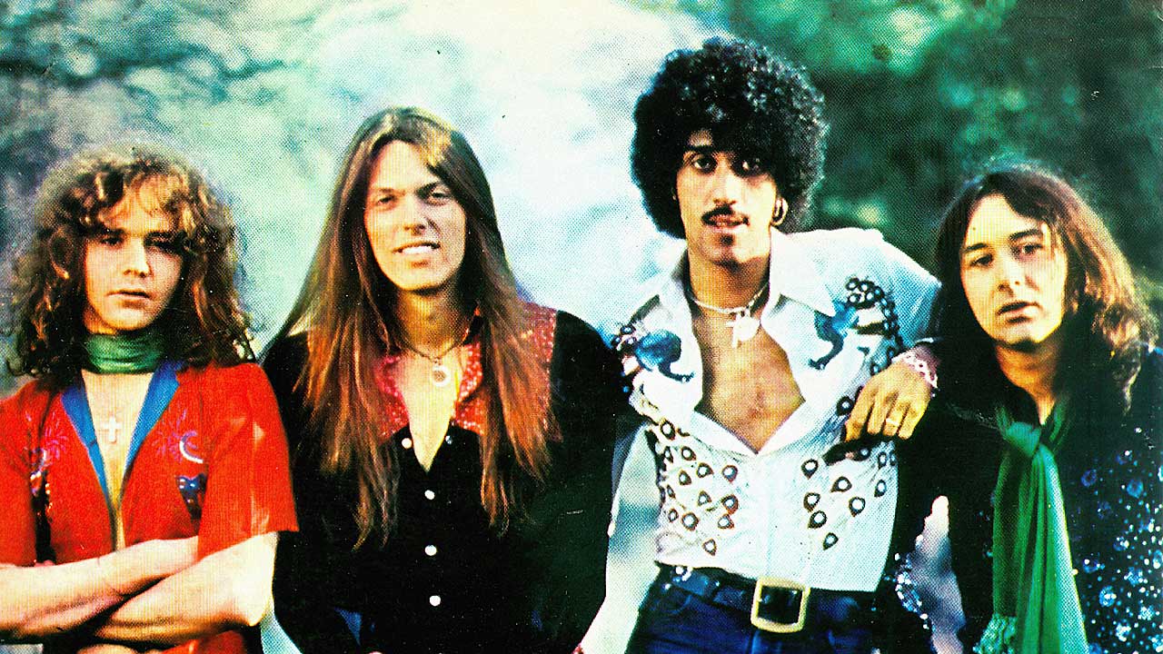 Thin Lizzy as they appeared on the cover of Jailbreak in 1976