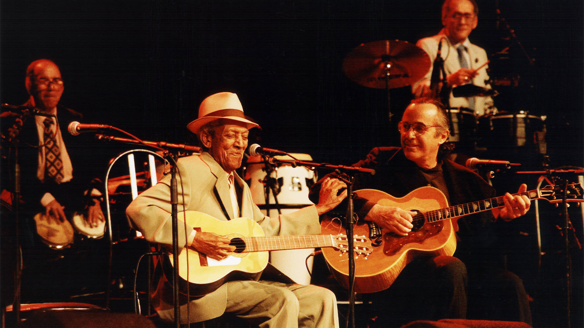 Ry Cooder (front right) performs with the Buena Vista Social Club in the Netherlands, April 11, 1998.