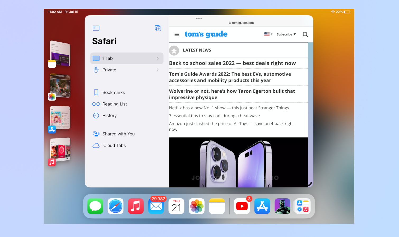 Stage Manager on iPadOS 16