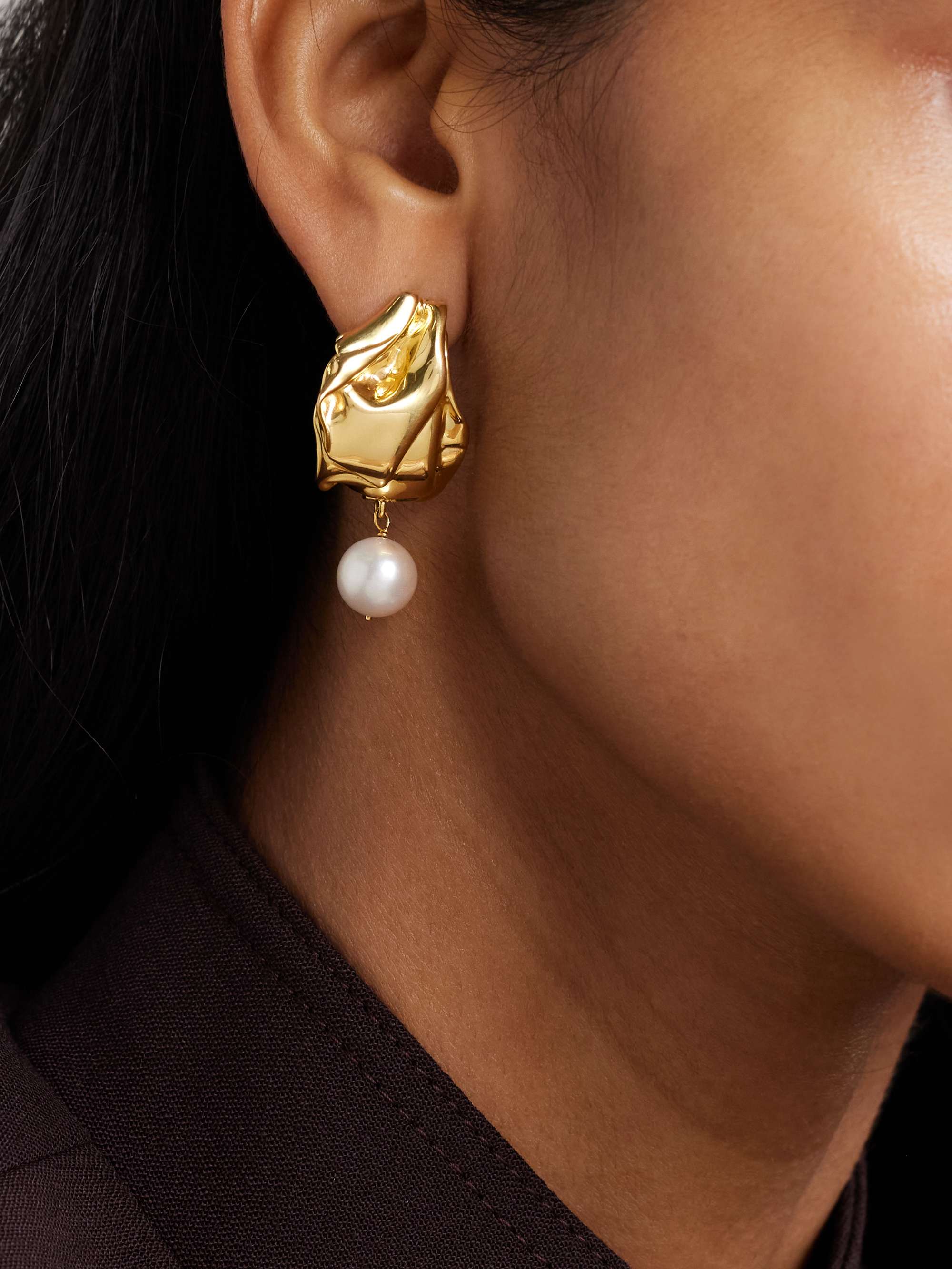 Gold-Plated Pearl Earrings