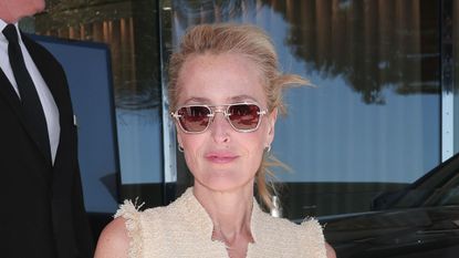 Gillian Anderson is seen leaving JW Marriott during the 79th annual Cannes Film Festival on May 12, 2026