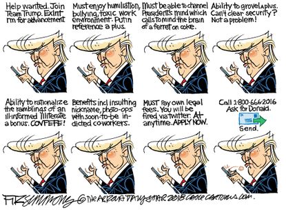 Political cartoon U.S. Trump White House employment revolving door