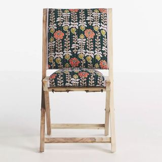 Blue patterned folding chair from Anthropologie