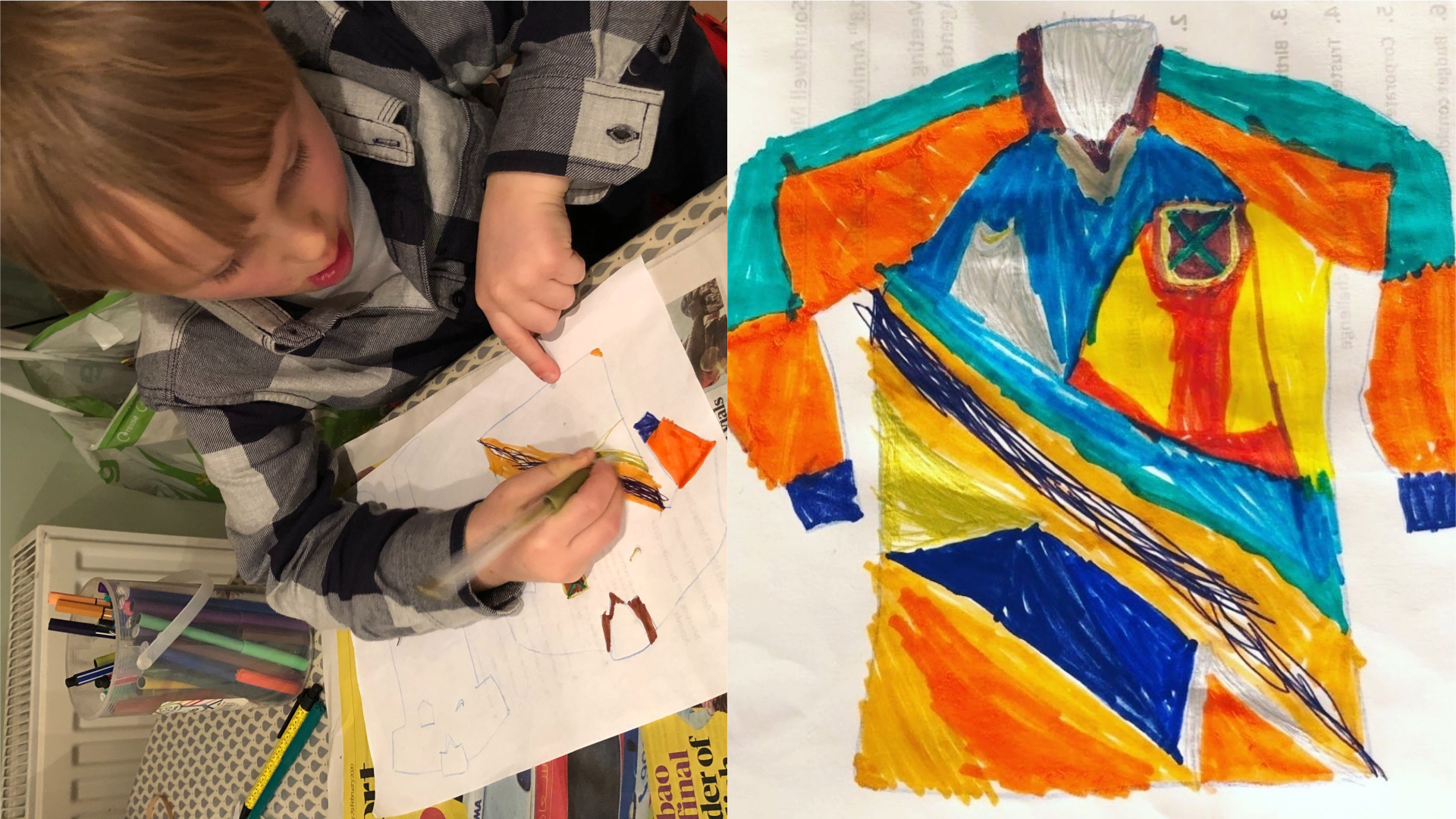Evan designs a football kit