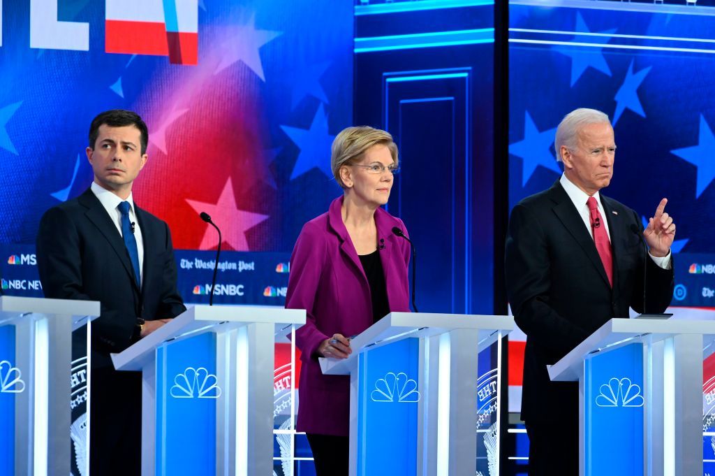 Pete Buttigieg, Elizabeth Warren, Joe Biden.