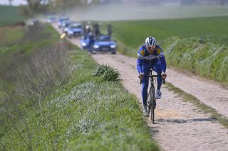 Philippe Gilbert negotiates the Roubaix cobbles