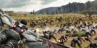 Falcon flying during The Battle of Wakanda