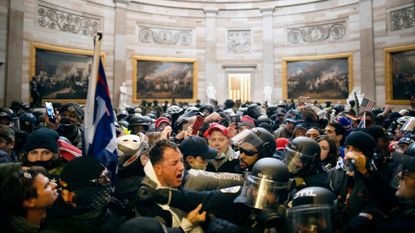 Pro-Trump rioters clash with police in the Capitol on Jan. 6, 2021