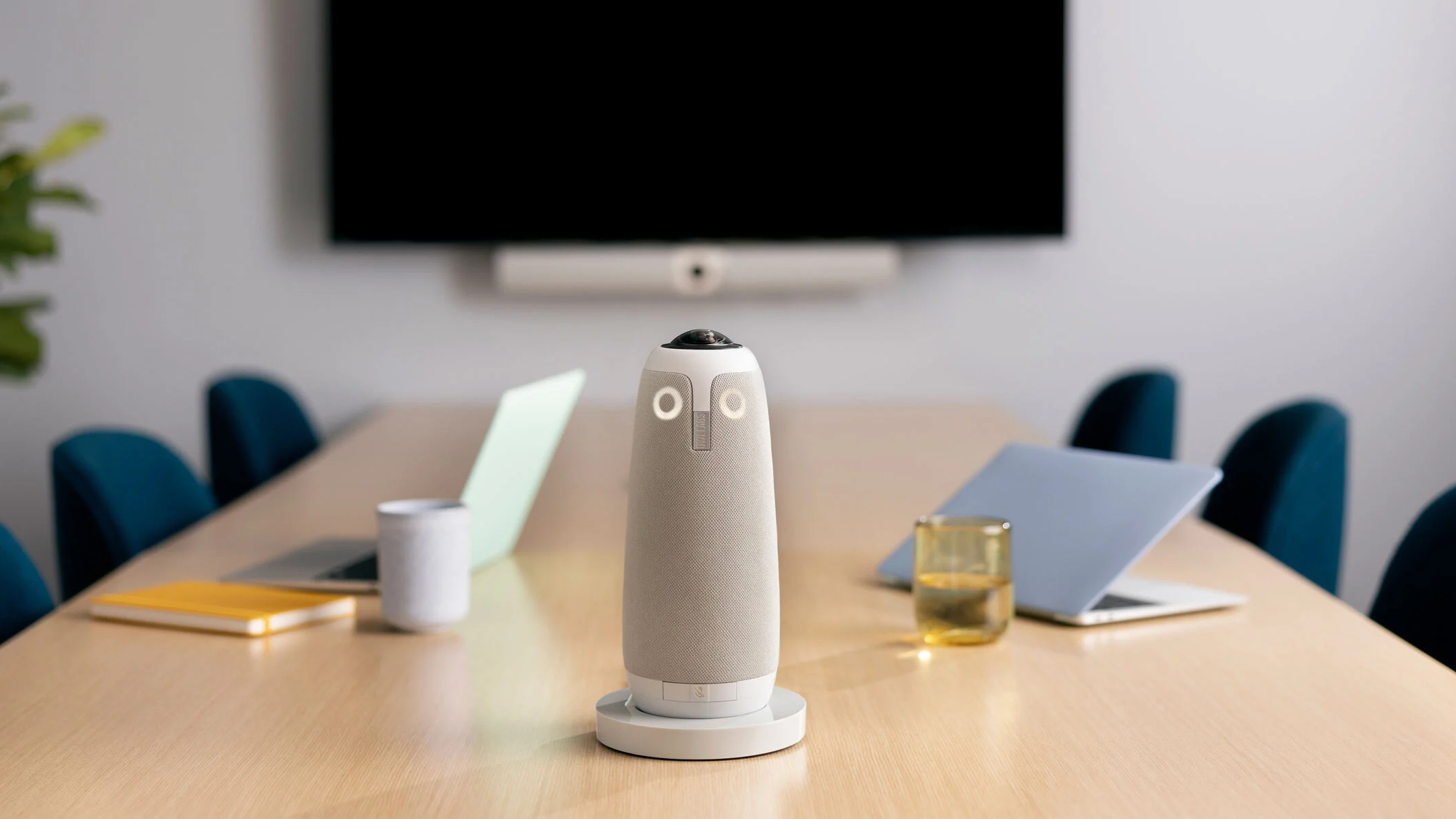 Meeting Owl 3 conference room webcam on conference table