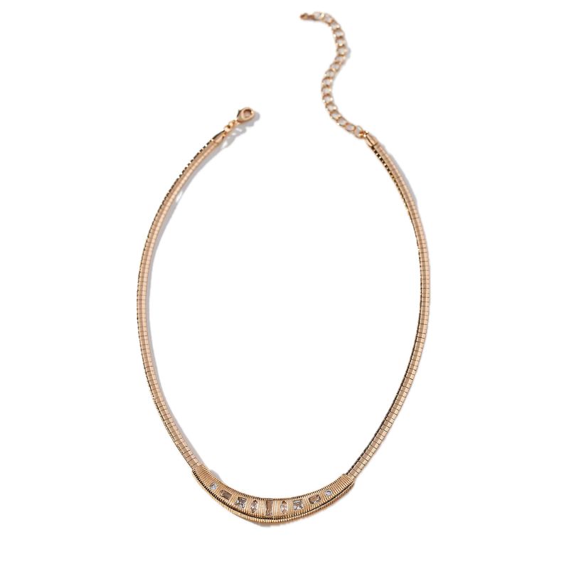 Anthropologie , Crystal Ribbed Snake Chain Collar Necklace