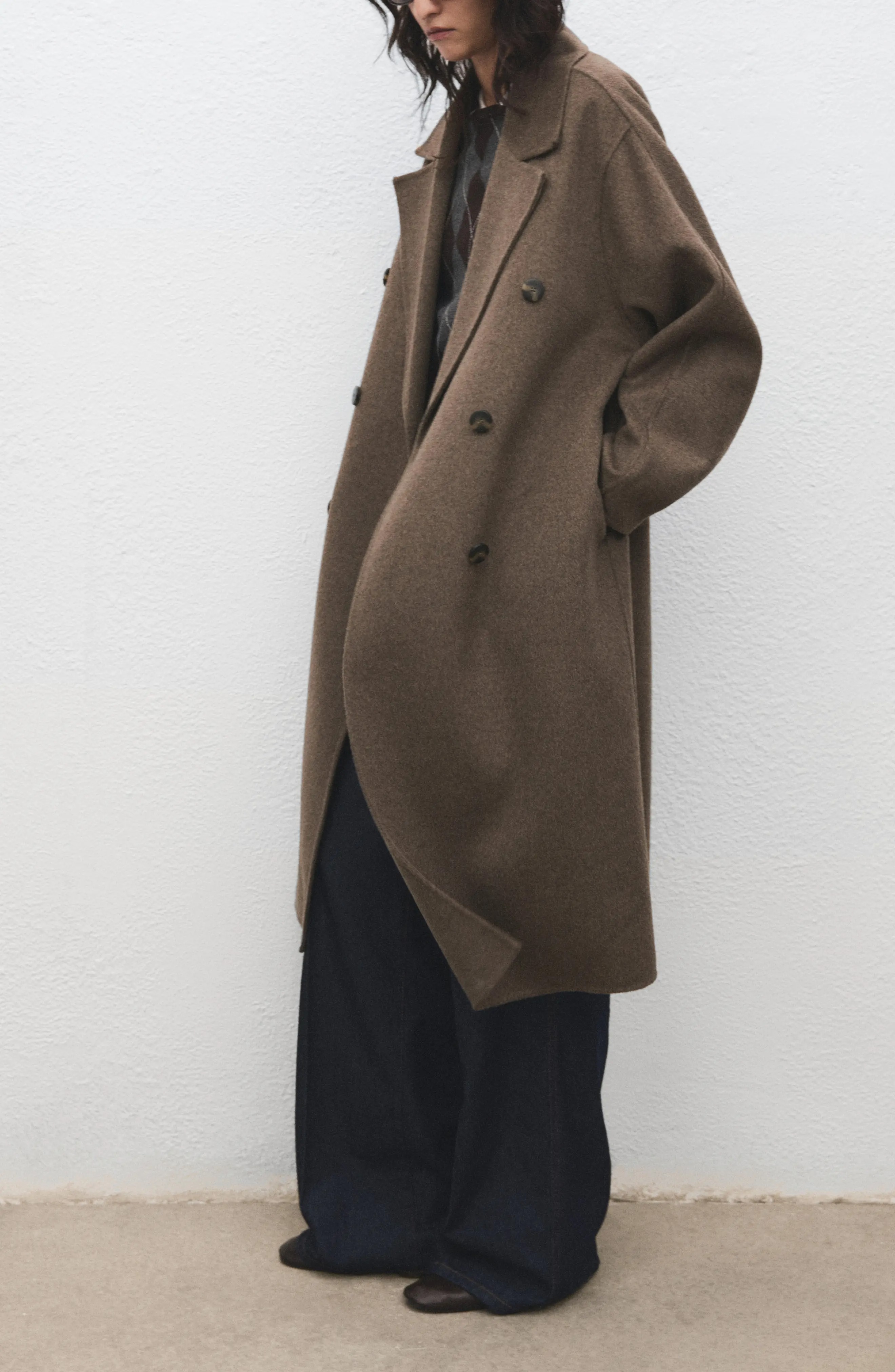 MANGO, Picarol Double Breasted Wool Blend Coat