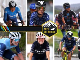 Composite image of six riders on USA Cycling's women's squad for 2021 World Championships