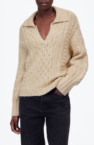 Cable Knit Polo Sweater