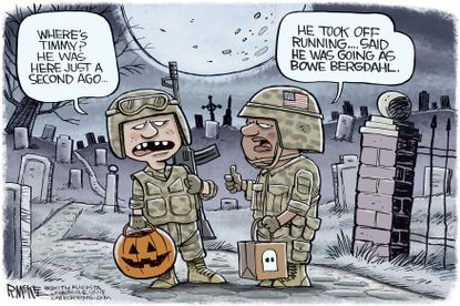Political cartoon U.S. Bowe Berghdahl deserter Halloween