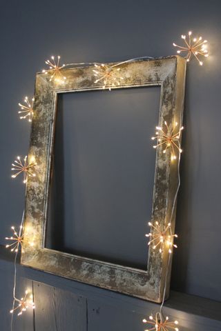 Copper Starburst LED String lights around a picture frame - Ella James